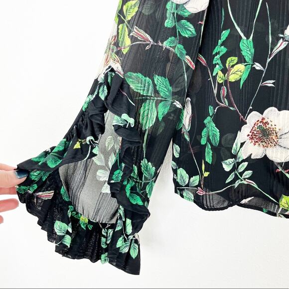 H&M Sheer Floral Boho Top Blouse‎ - Picture 5 of 9